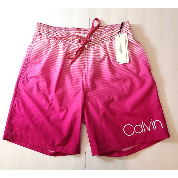 Calvin Klein Other - Calvin Klein Mens Quick-Dry UV 50+ Ombre Stripe 7" Swim Trunks Rosebud